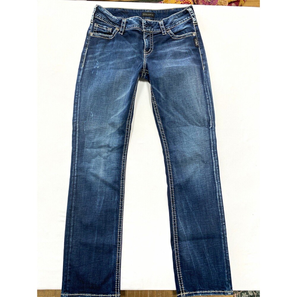 Silver Jeans Co. Suki Straight Leg Slim Fit Medium Wash Blue Denim Jeans W31